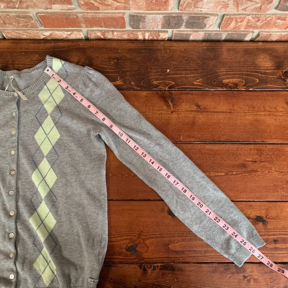 Ralph Lauren Polo Jeans Argyle Gray Women's Medium Button Down Cardigan Sweater - Picture 12 of 13